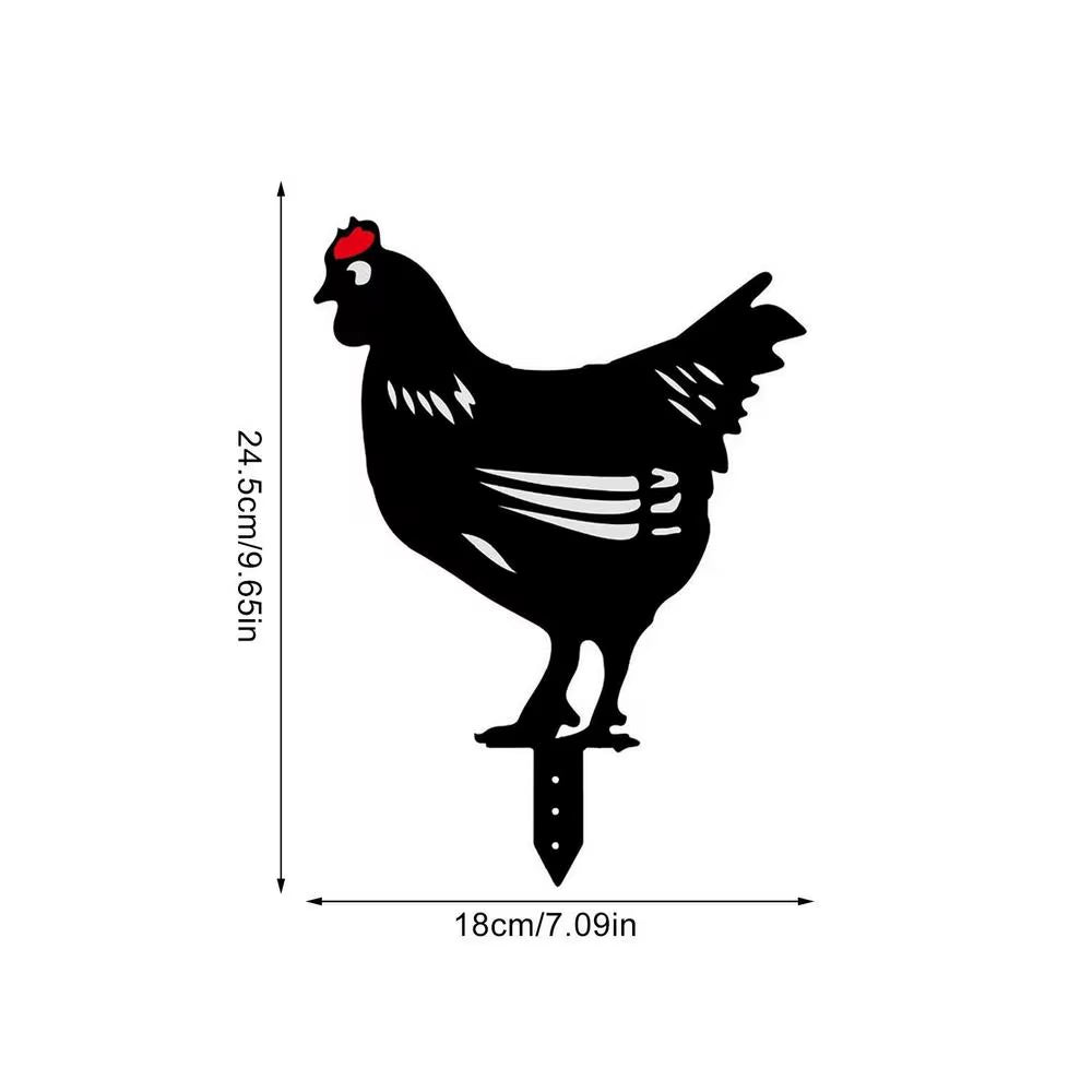 Garden Chicken Silhouette Stakes Sun-Proof and Waterproof Metal Animal Yard Art Black Decoration for Lawns Gardens Backyards