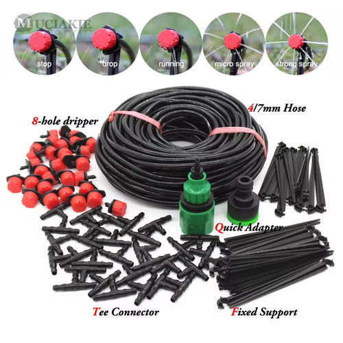 50M-5M DIY Drip Irrigation System Automatic Watering Garden Hose Micro Drip Watering Kits with Adjustable Drippers
