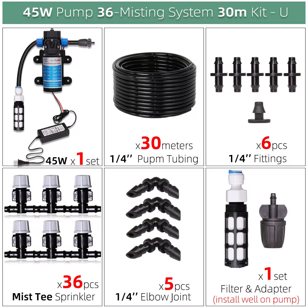 50M-5M DIY Drip Irrigation System Automatic Watering Garden Hose Micro Drip Watering Kits with Adjustable Drippers