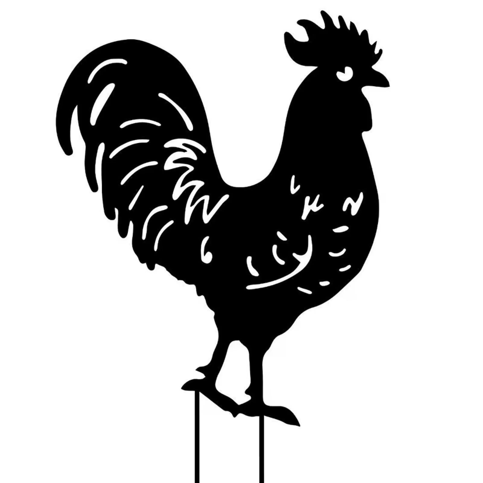 Garden Chicken Silhouette Stakes Sun-Proof and Waterproof Metal Animal Yard Art Black Decoration for Lawns Gardens Backyards