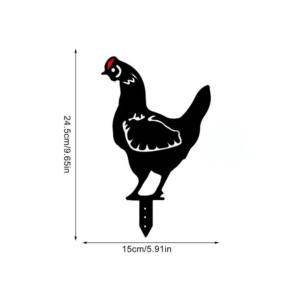 Garden Chicken Silhouette Stakes Sun-Proof and Waterproof Metal Animal Yard Art Black Decoration for Lawns Gardens Backyards