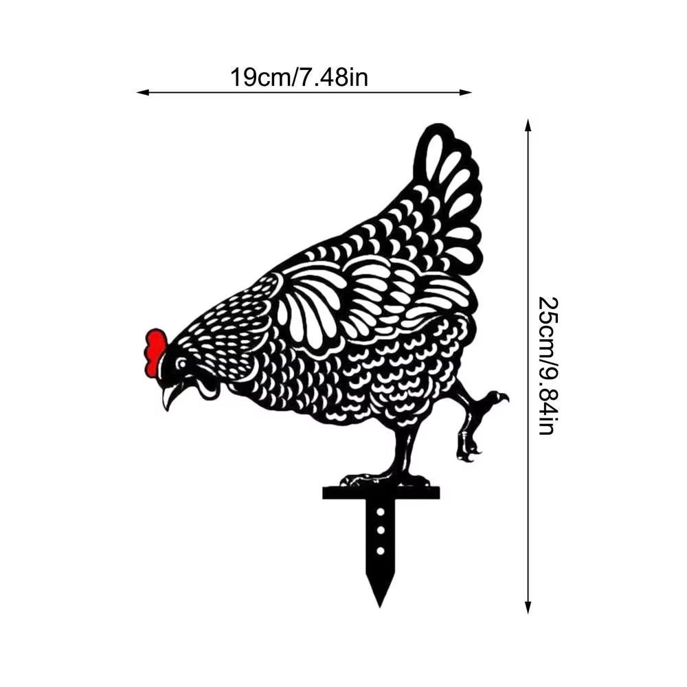 Garden Chicken Silhouette Stakes Sun-Proof and Waterproof Metal Animal Yard Art Black Decoration for Lawns Gardens Backyards