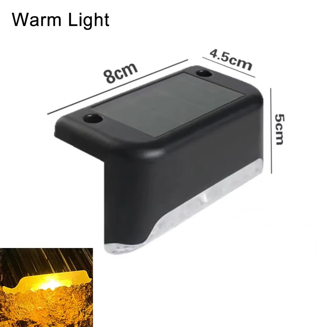 Warm Light LED Solar Step Lamp Path Stair Outdoor Garden Lights Waterproof Balcony Light Decoration for Patio Stair Fence Light