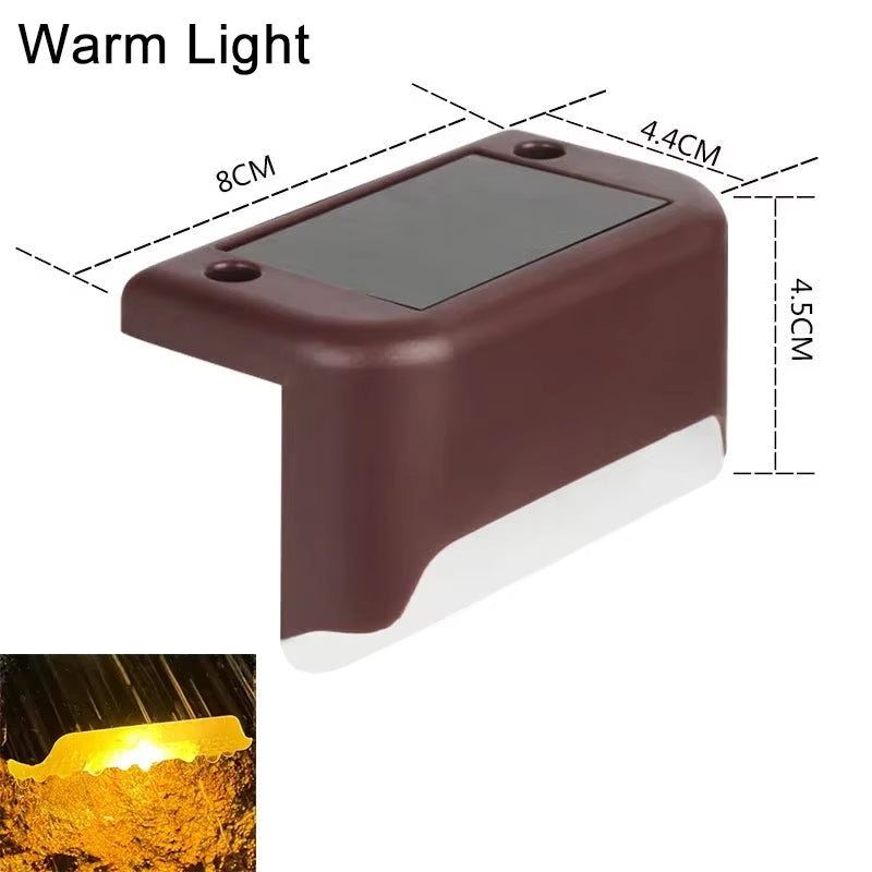Warm Light LED Solar Step Lamp Path Stair Outdoor Garden Lights Waterproof Balcony Light Decoration for Patio Stair Fence Light