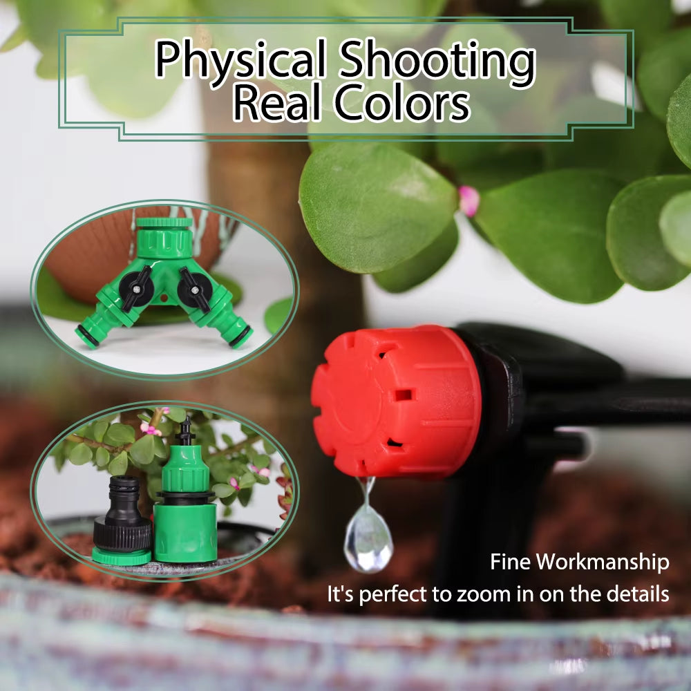 50M-5M DIY Drip Irrigation System Automatic Watering Garden Hose Micro Drip Watering Kits with Adjustable Drippers